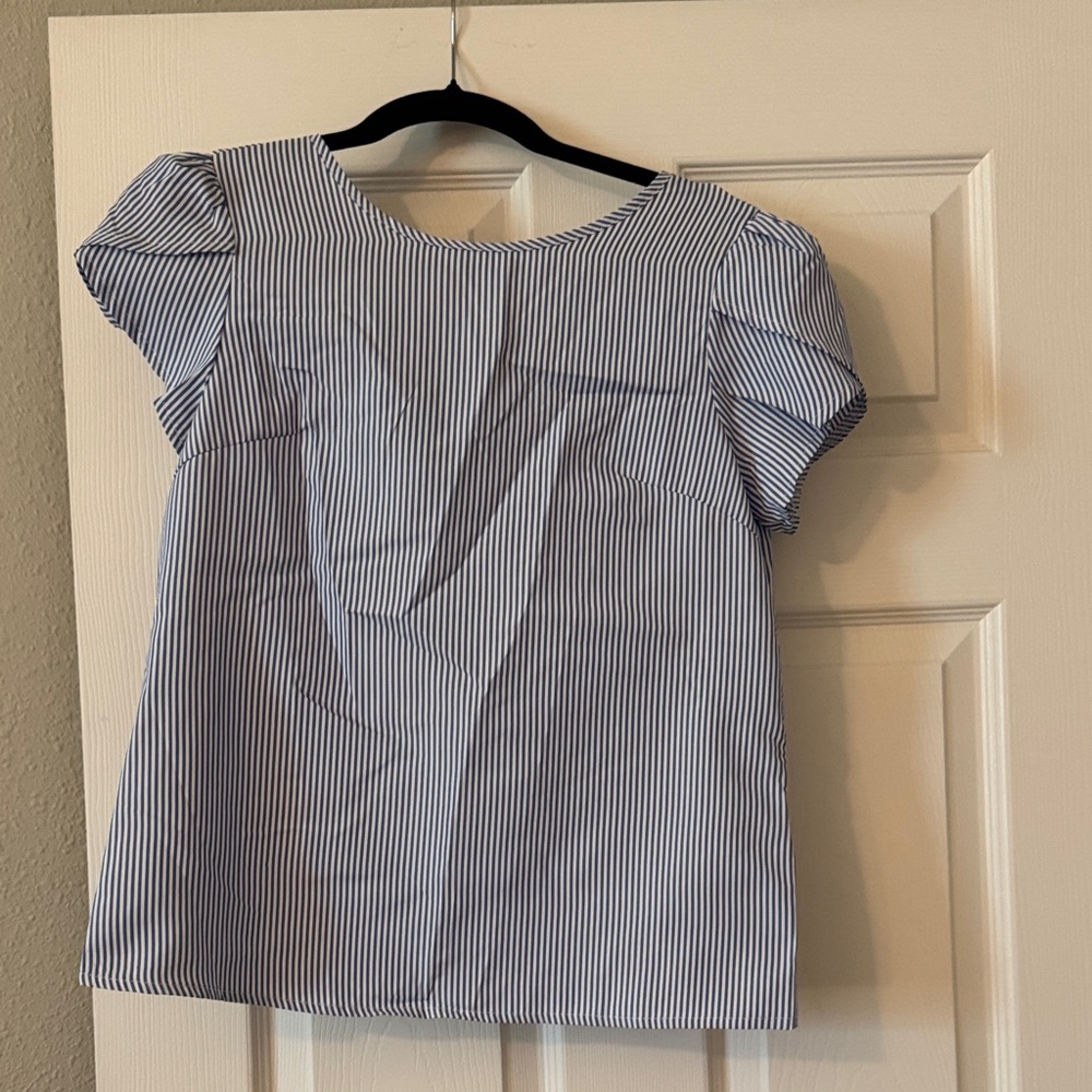 SHEIN Blue and White Striped Top